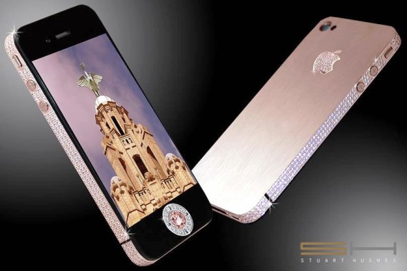 Стюарт Хьюз представил самый дорогой в мире телефон iPhone 4 Diamond Rose