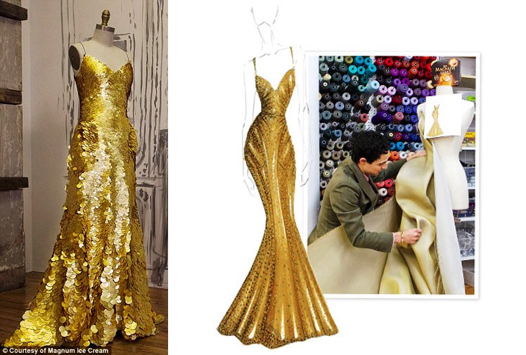 Зак Позен сшил золотое платье в честь мороженого Magnum